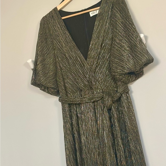 Eliza J Metallic Faux-Wrap Formal Dress - Picture 15 of 15